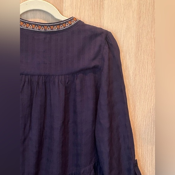 Knox Rose Shirts Womens Small Navy Blue BOHO V-Neck Tops Babydoll Bohemian - Picture 10 of 13